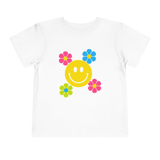 Girls' Smiley Cute Toddler Flower Tee - 10 colors