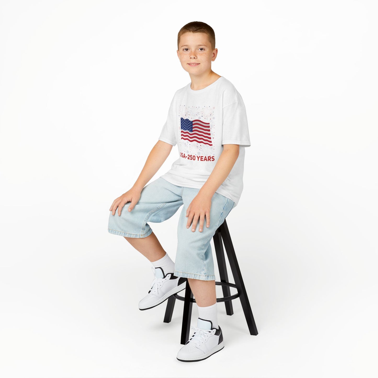 Kids' USA 250 Years Fireworks Birthday T-shirt