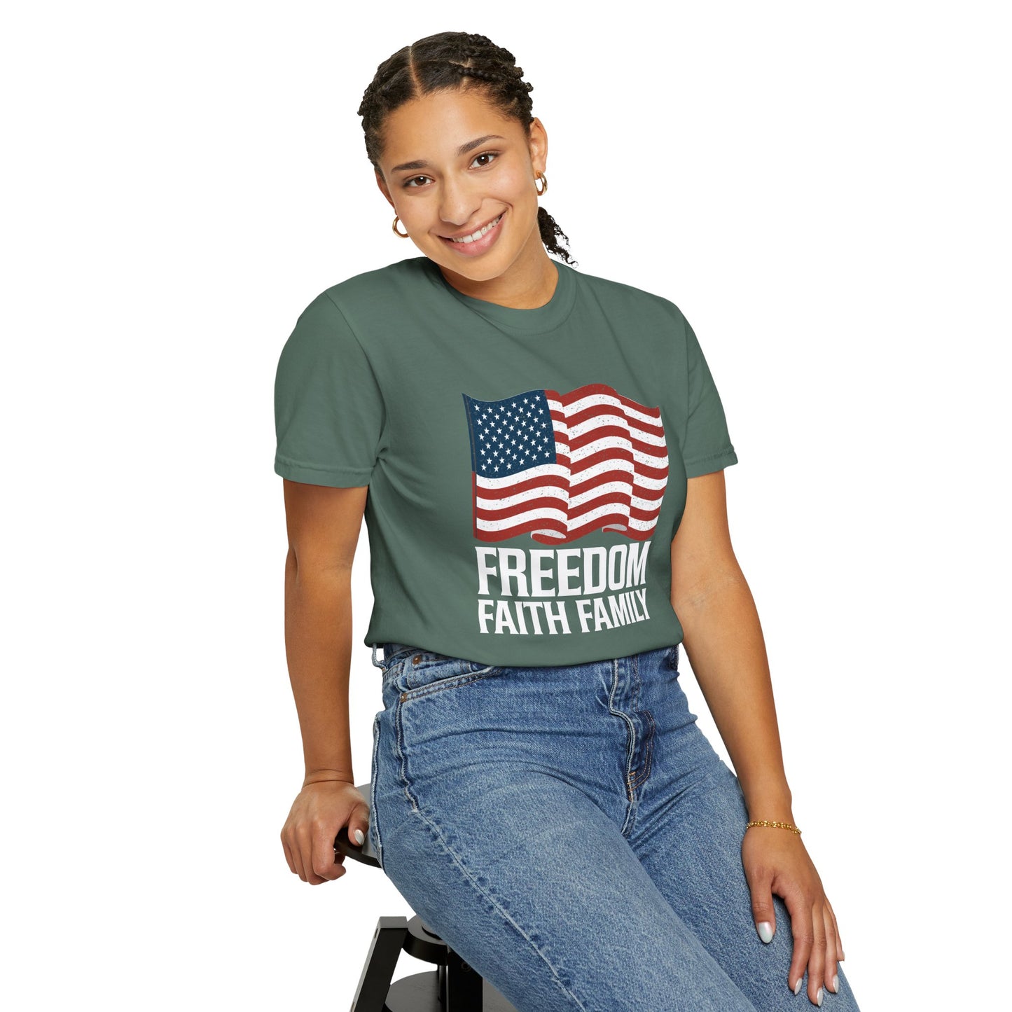 Patriotic Freedom Faith Family T-shirt - 17 colors