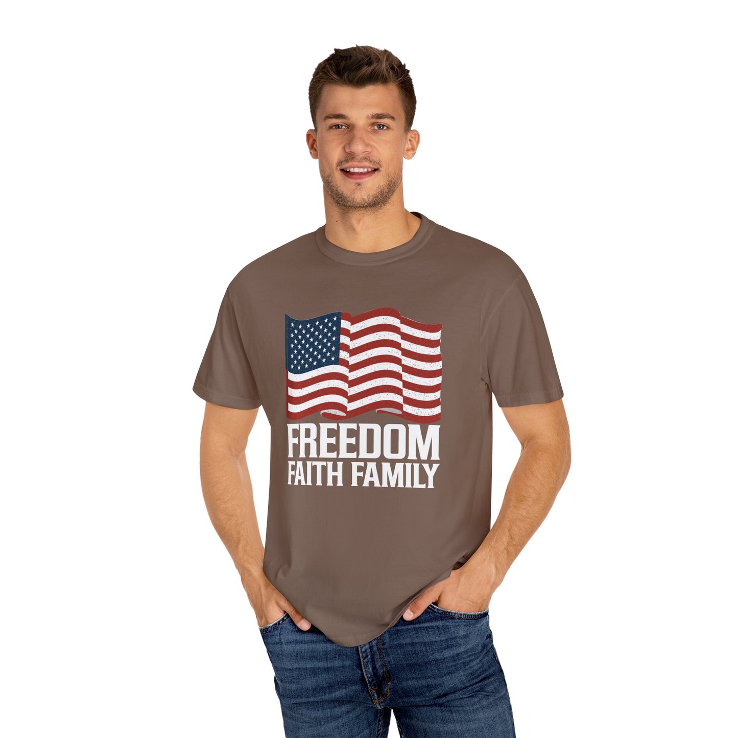 Patriotic Freedom Faith Family T-shirt - 17 colors