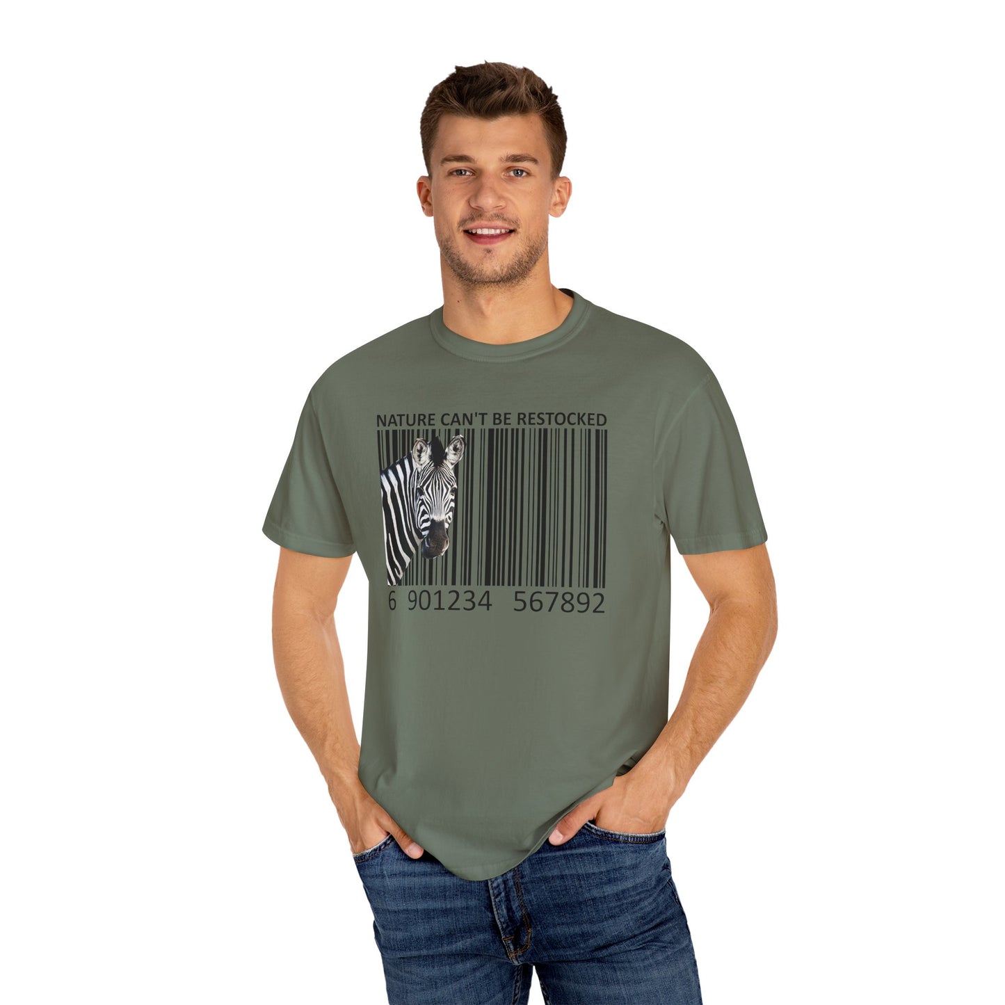 Nature Can't Be Restocked Bar Code Zebra T-Shirt - 12 colors