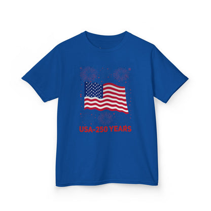 Kids' USA 250 Years Fireworks Birthday T-shirt - 12 colors
