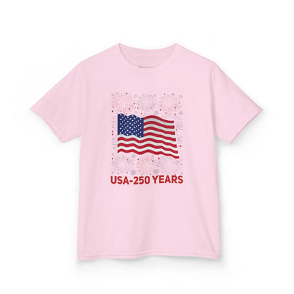 Kids' USA 250 Years Fireworks Birthday T-shirt - 12 colors