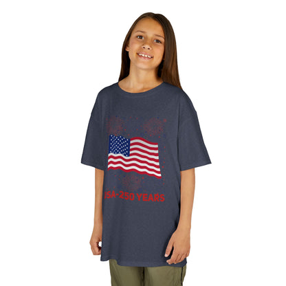 Kids' USA 250 Years Fireworks Birthday T-shirt - 12 colors