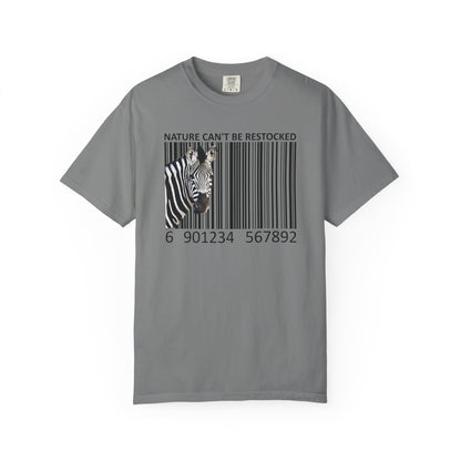 Nature Can't Be Restocked Bar Code Zebra T-Shirt - 12 colors