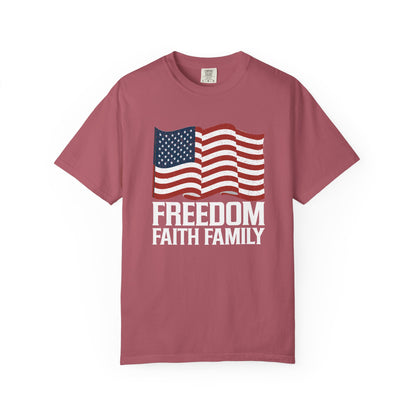 Patriotic Freedom Faith Family T-shirt - 17 colors