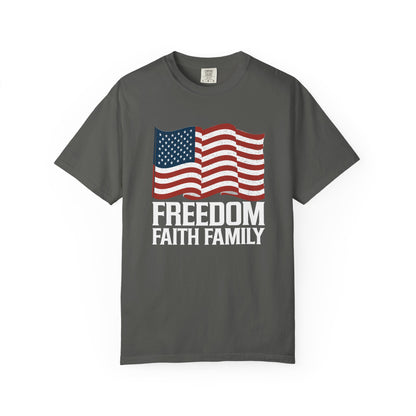 Patriotic Freedom Faith Family T-shirt - 17 colors