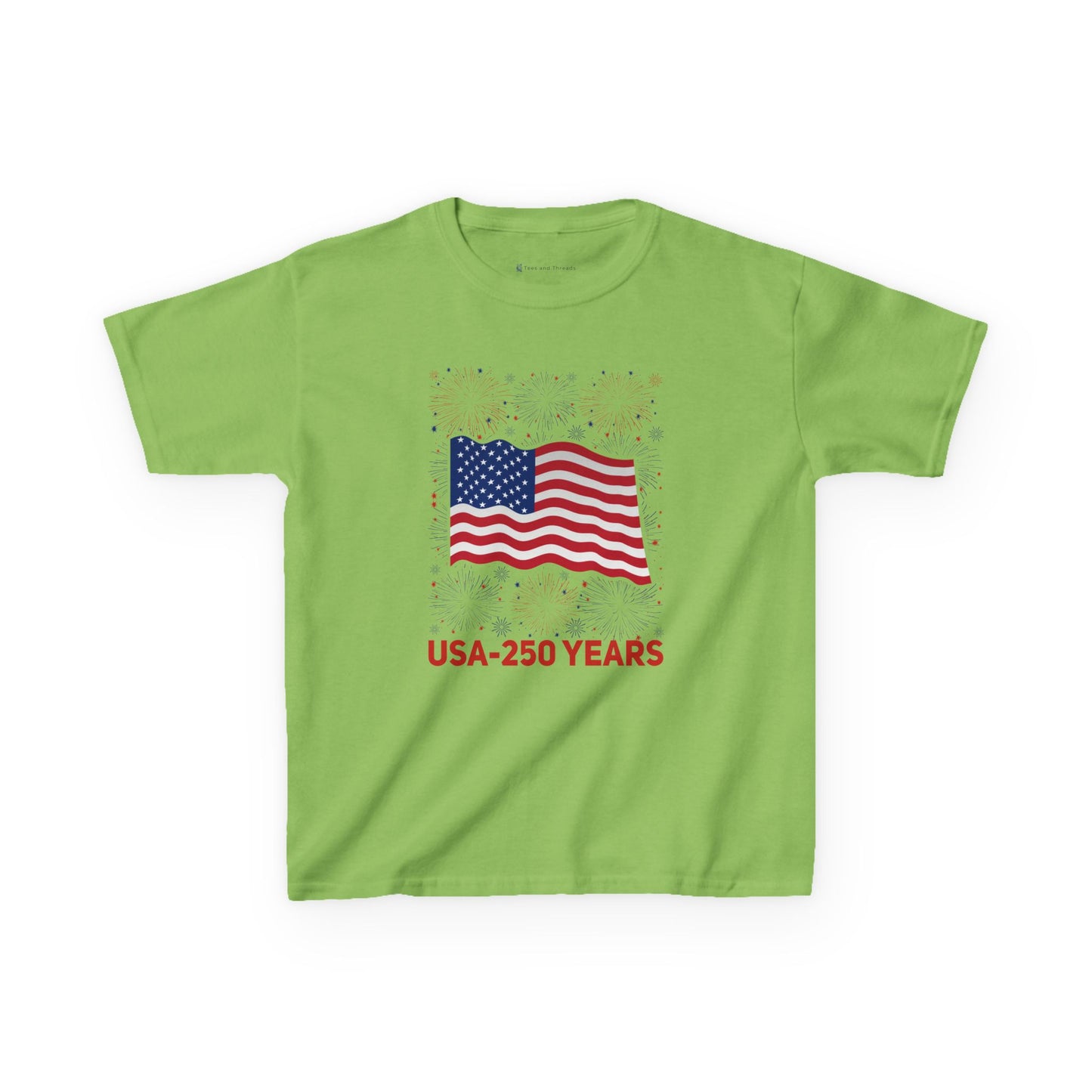 Kids' USA 250 Years Fireworks Birthday T-shirt - 12 colors