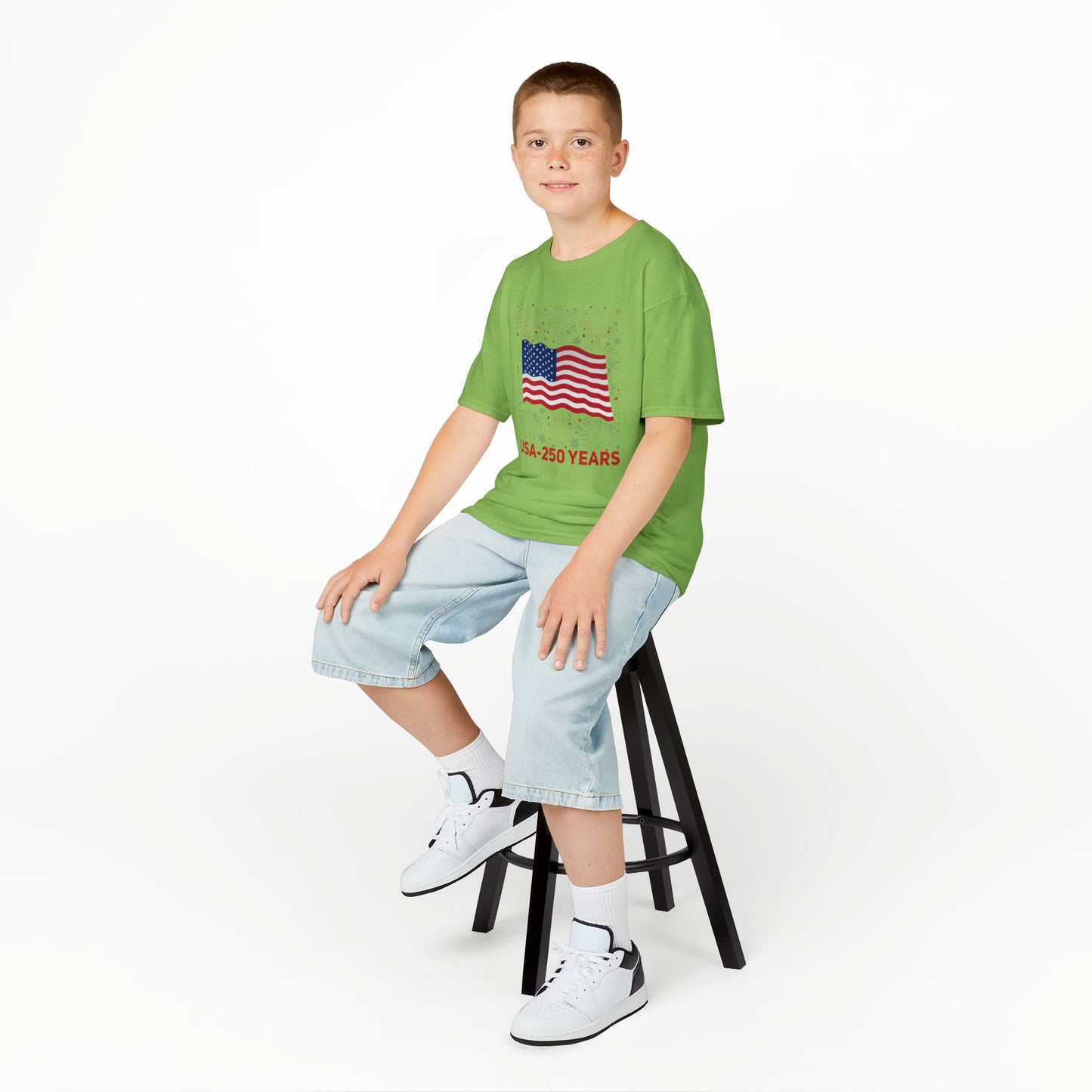 Kids' USA 250 Years Fireworks Birthday T-shirt - 12 colors