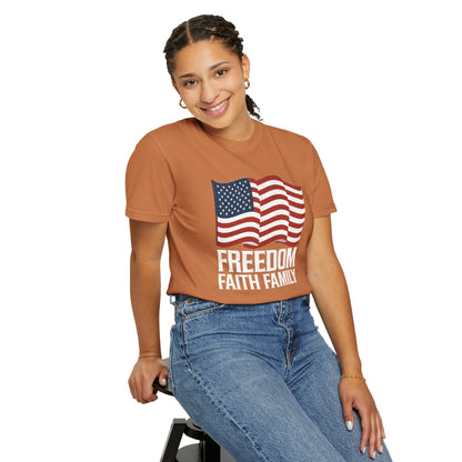 Patriotic Freedom Faith Family T-shirt - 17 colors