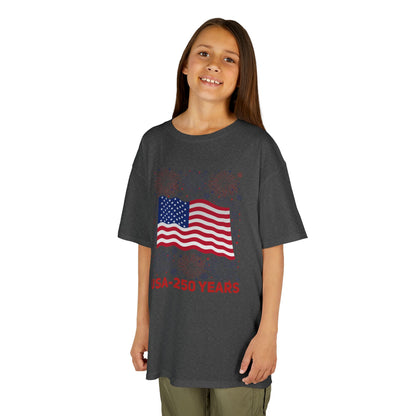 Kids' USA 250 Years Fireworks Birthday T-shirt - 12 colors