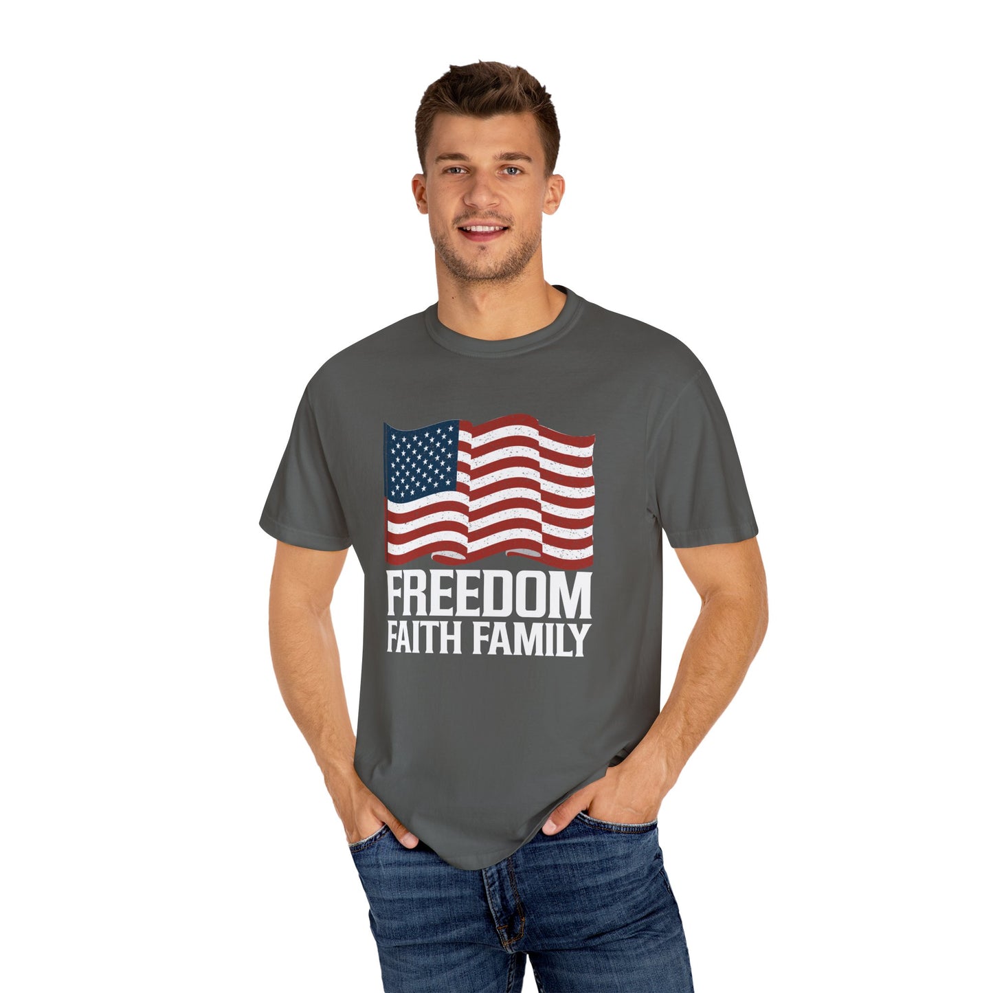 Patriotic Freedom Faith Family T-shirt - 17 colors