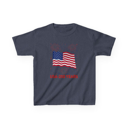 Kids' USA 250 Years Fireworks Birthday T-shirt - 12 colors