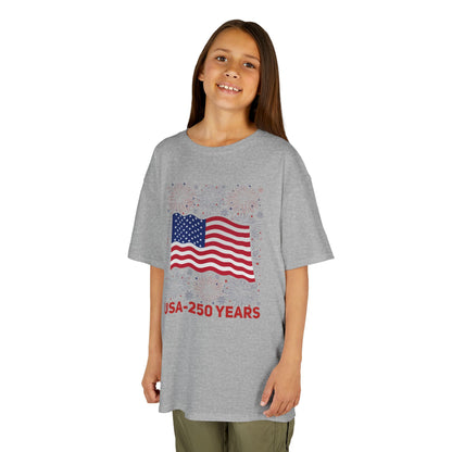 Kids' USA 250 Years Fireworks Birthday T-shirt - 12 colors