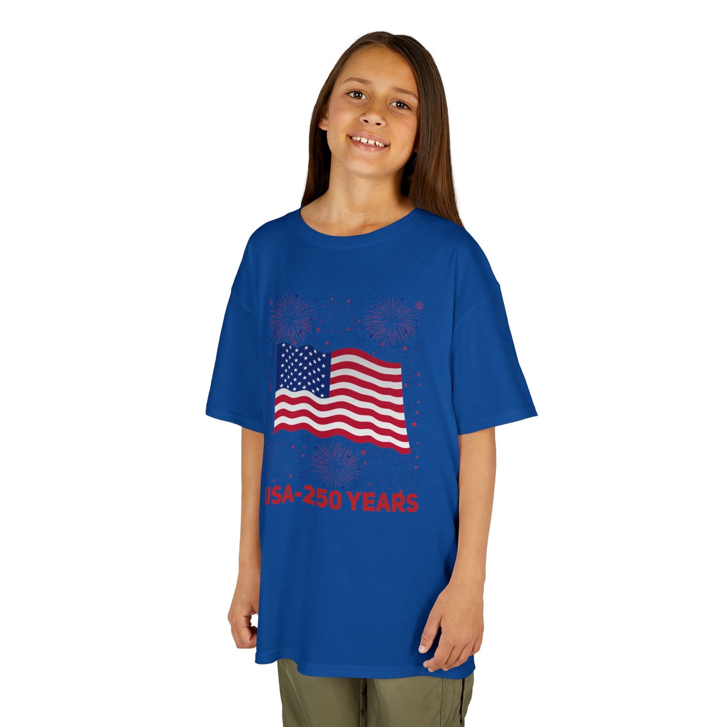 Kids' USA 250 Years Fireworks Birthday T-shirt - 12 colors