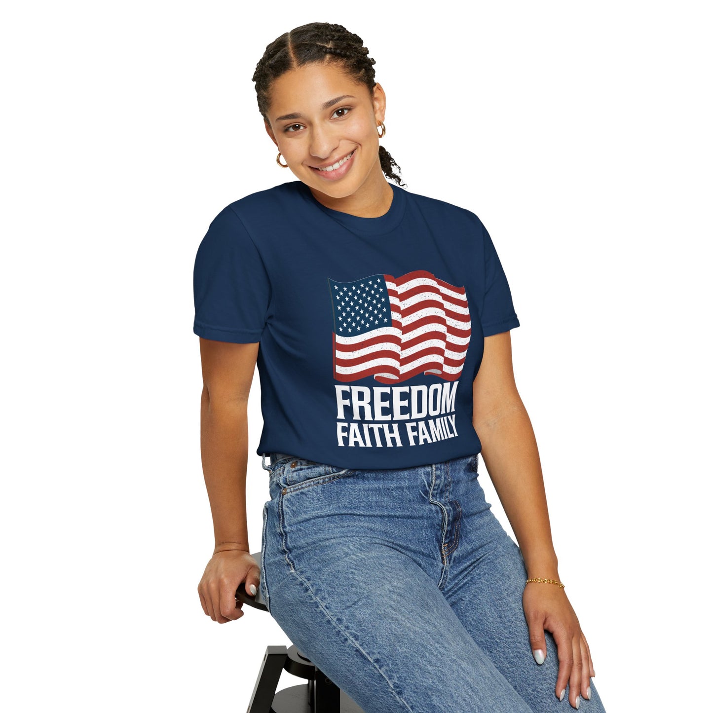 Patriotic Freedom Faith Family T-shirt - 17 colors