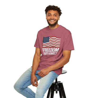 Patriotic Freedom Faith Family T-shirt - 17 colors