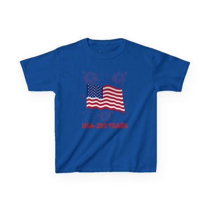 Kids' USA 250 Years Fireworks Birthday T-shirt - 12 colors