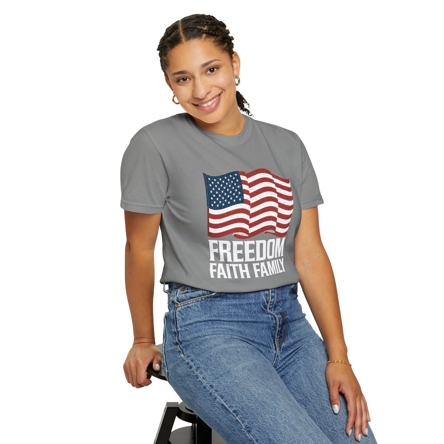Patriotic Freedom Faith Family T-shirt - 17 colors