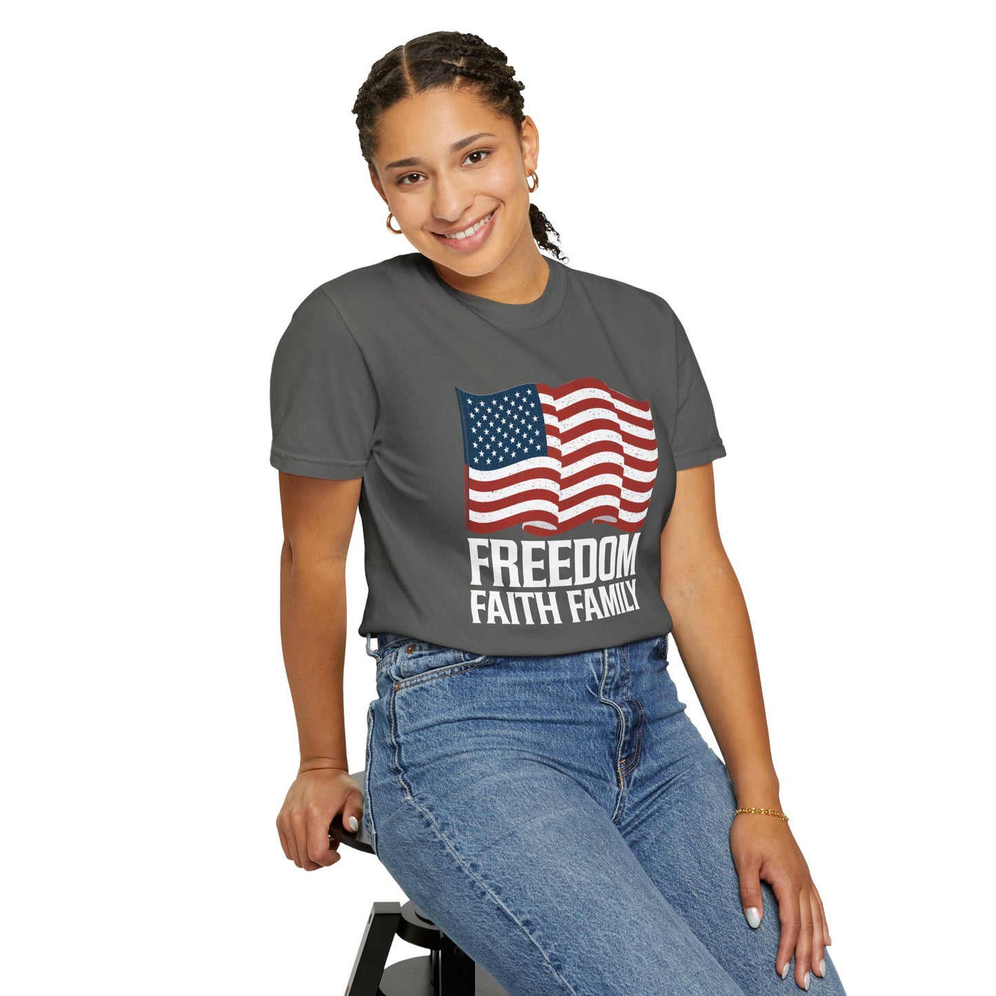 Patriotic Freedom Faith Family T-shirt - 17 colors