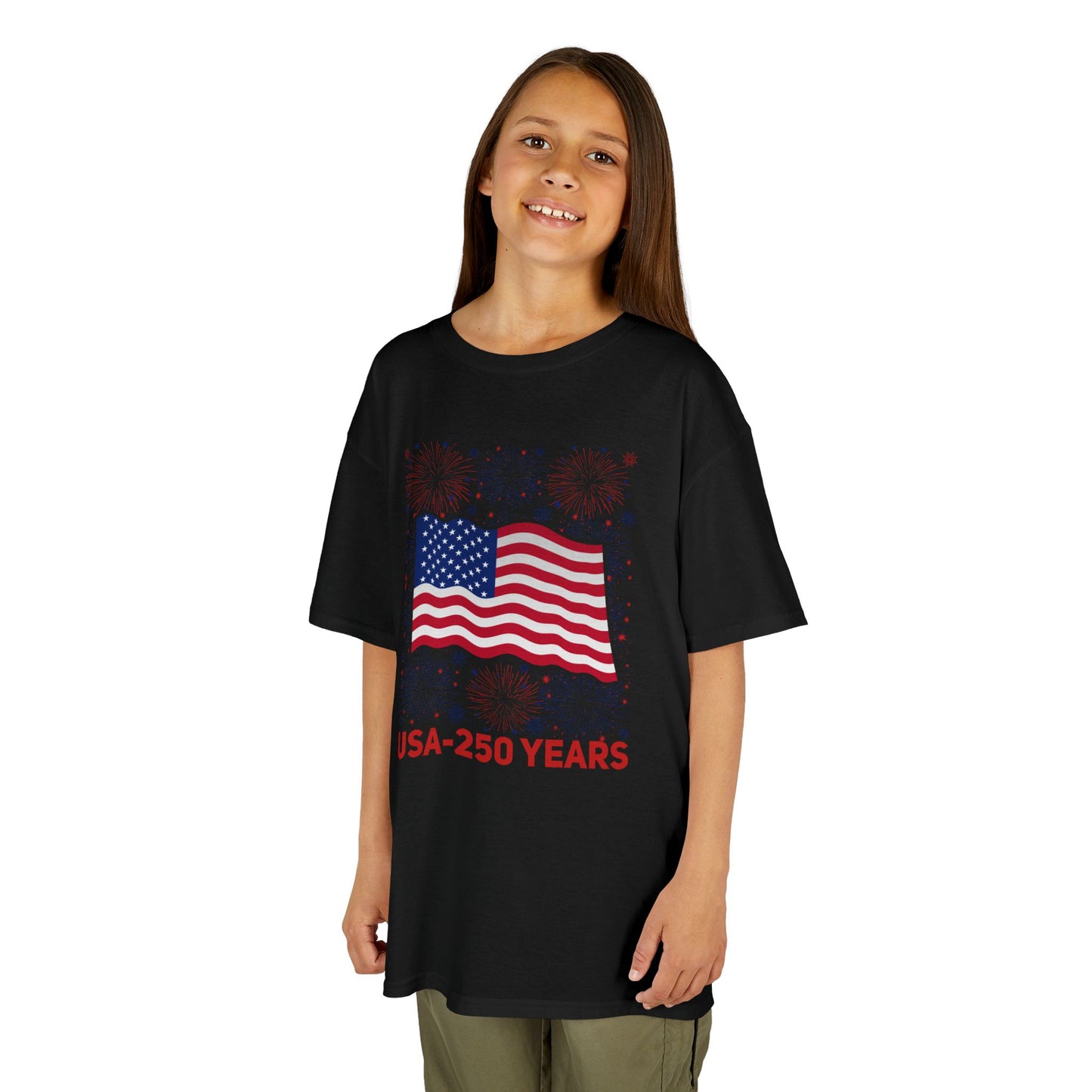 Kids' USA 250 Years Fireworks Birthday T-shirt - 12 colors