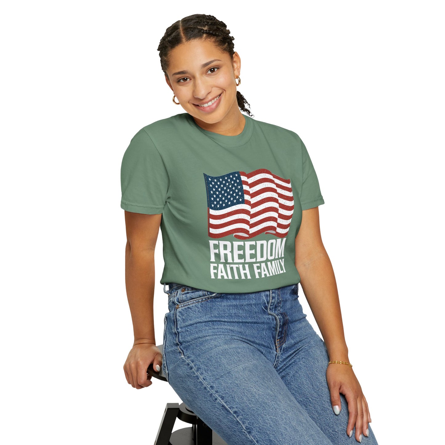 Patriotic Freedom Faith Family T-shirt - 17 colors
