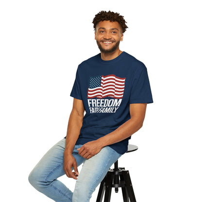 Patriotic Freedom Faith Family T-shirt - 17 colors