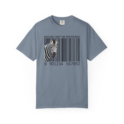 Nature Can't Be Restocked Bar Code Zebra T-Shirt - 12 colors
