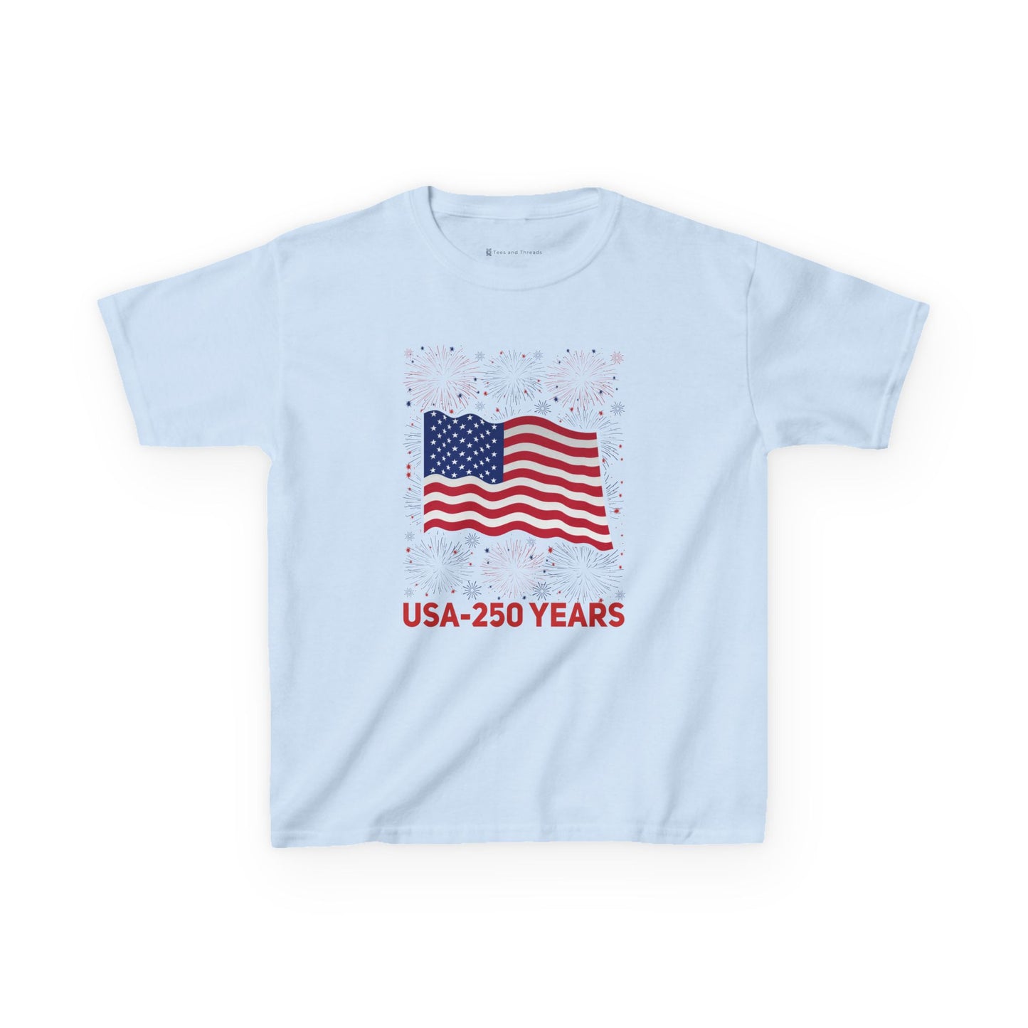 Kids' USA 250 Years Fireworks Birthday T-shirt - 12 colors