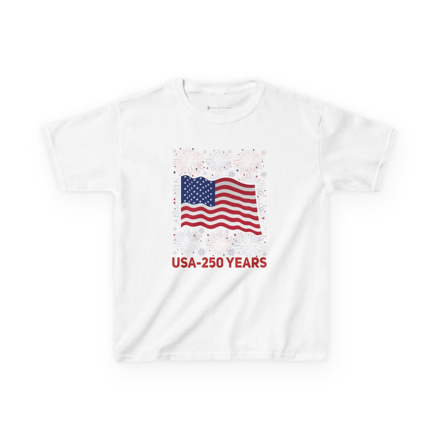 Kids' USA 250 Years Fireworks Birthday T-shirt - 12 colors