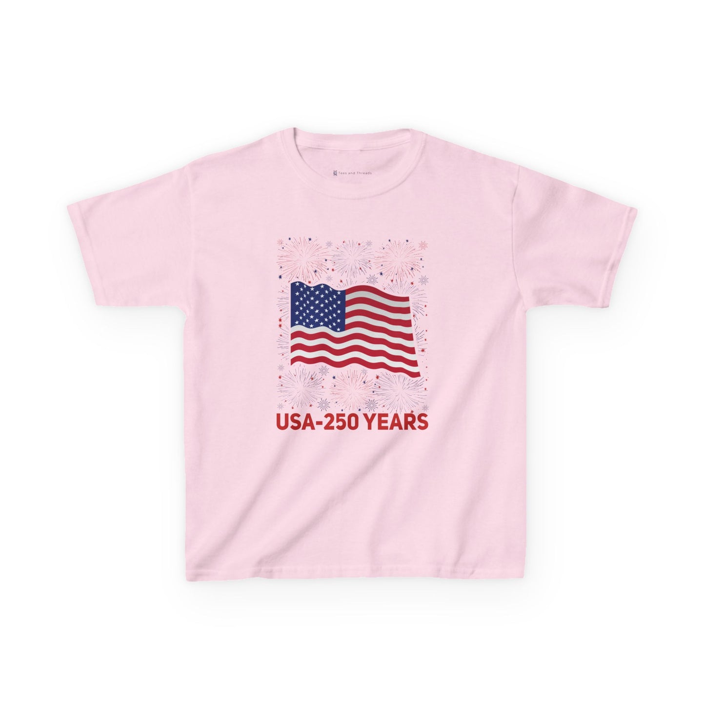 Kids' USA 250 Years Fireworks Birthday T-shirt - 12 colors