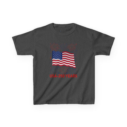 Kids' USA 250 Years Fireworks Birthday T-shirt - 12 colors