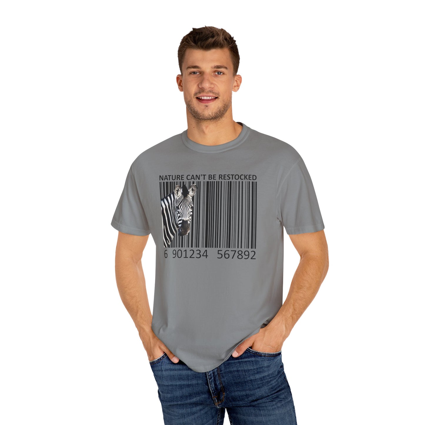 Nature Can't Be Restocked Bar Code Zebra T-Shirt - 12 colors
