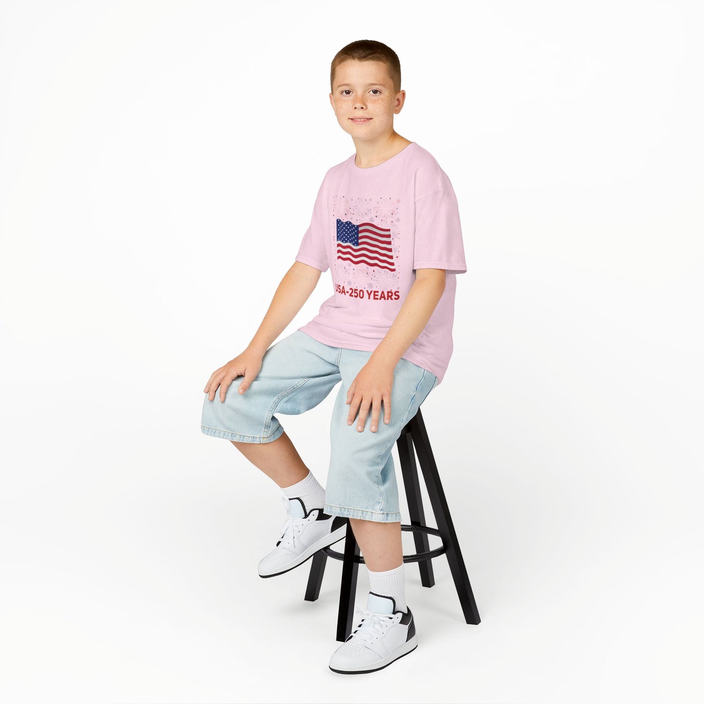 Kids' USA 250 Years Fireworks Birthday T-shirt - 12 colors