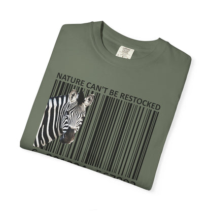 Nature Can't Be Restocked Bar Code Zebra T-Shirt - 12 colors
