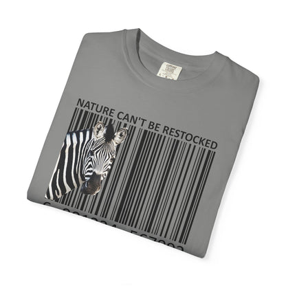 Nature Can't Be Restocked Bar Code Zebra T-Shirt - 12 colors