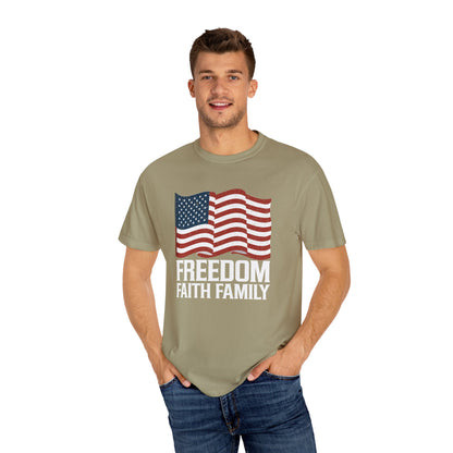 Patriotic Freedom Faith Family T-shirt - 17 colors