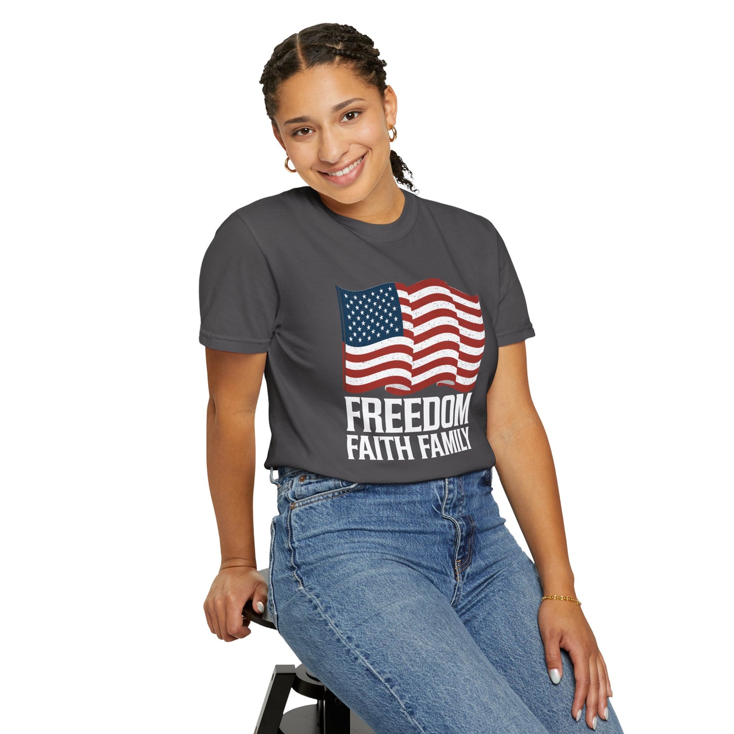 Patriotic Freedom Faith Family T-shirt - 17 colors