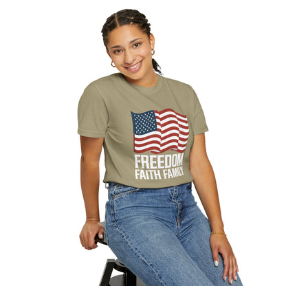Patriotic Freedom Faith Family T-shirt - 17 colors
