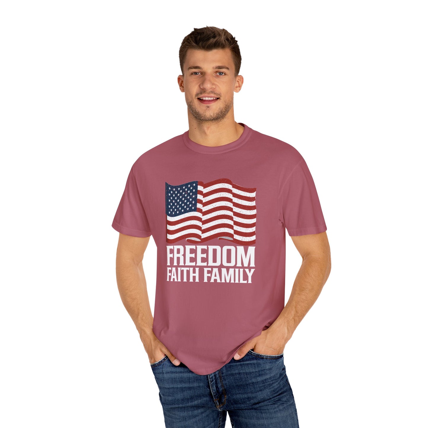 Patriotic Freedom Faith Family T-shirt - 17 colors