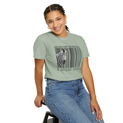 Nature Can't Be Restocked Bar Code Zebra T-Shirt - 12 colors