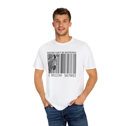 Nature Can't Be Restocked Bar Code Zebra T-Shirt - 12 colors
