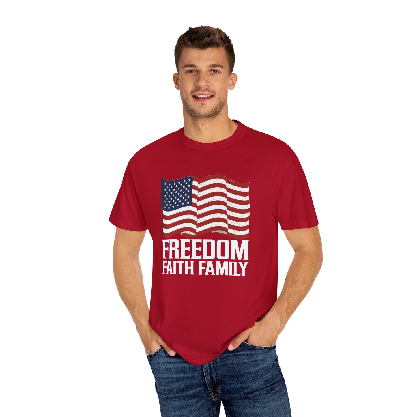 Patriotic Freedom Faith Family T-shirt - 17 colors