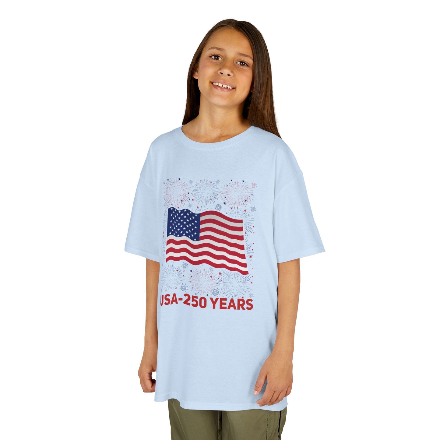 Kids' USA 250 Years Fireworks Birthday T-shirt - 12 colors