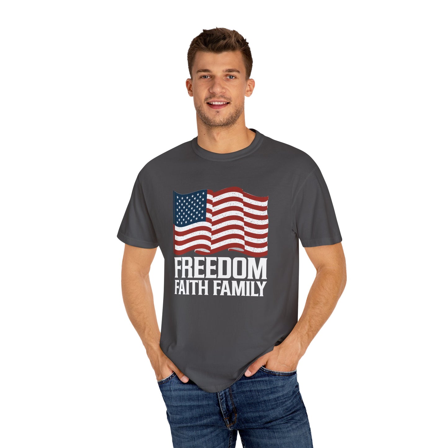 Patriotic Freedom Faith Family T-shirt - 17 colors