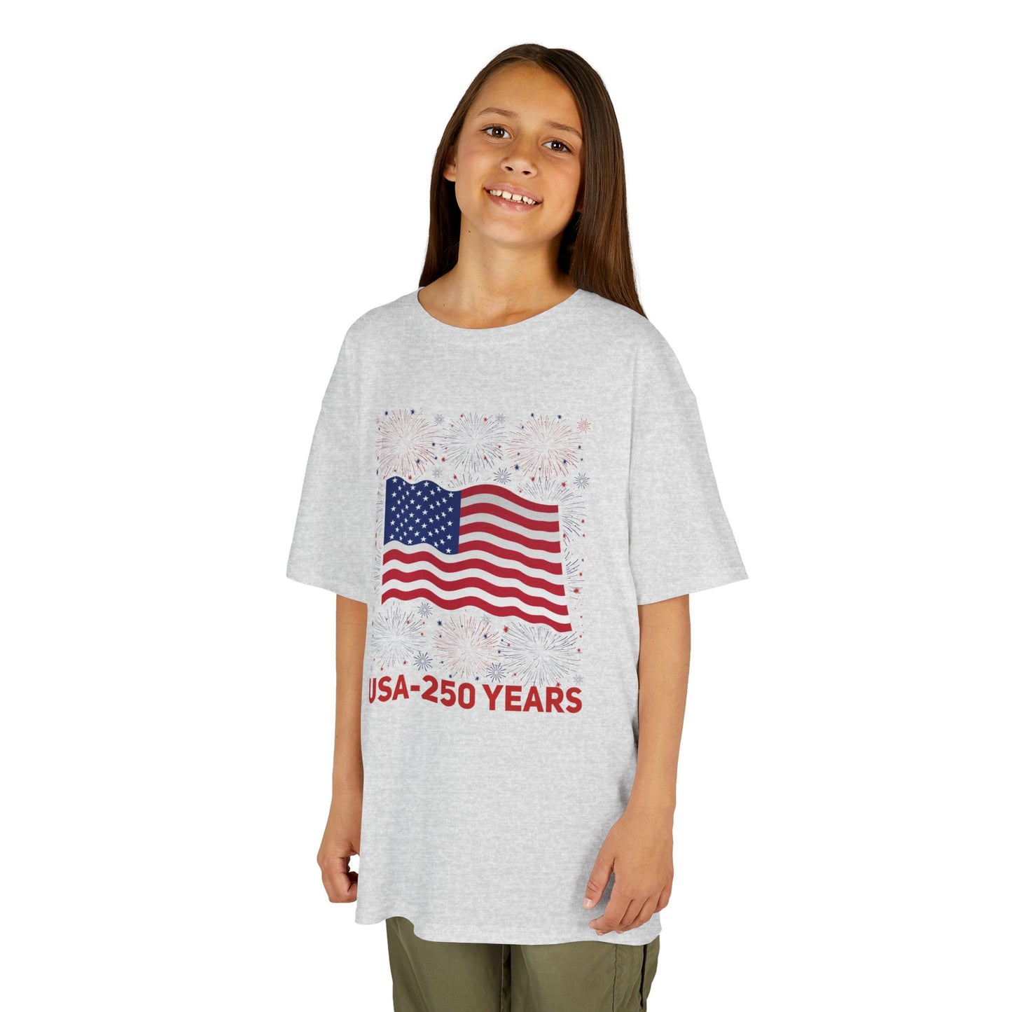 Kids' USA 250 Years Fireworks Birthday T-shirt - 12 colors