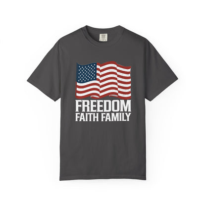 Patriotic Freedom Faith Family T-shirt - 17 colors