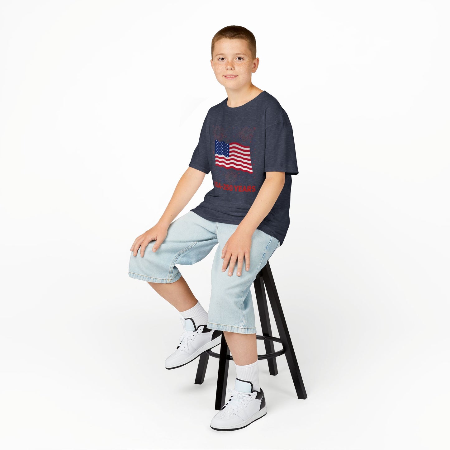 Kids' USA 250 Years Fireworks Birthday T-shirt - 12 colors