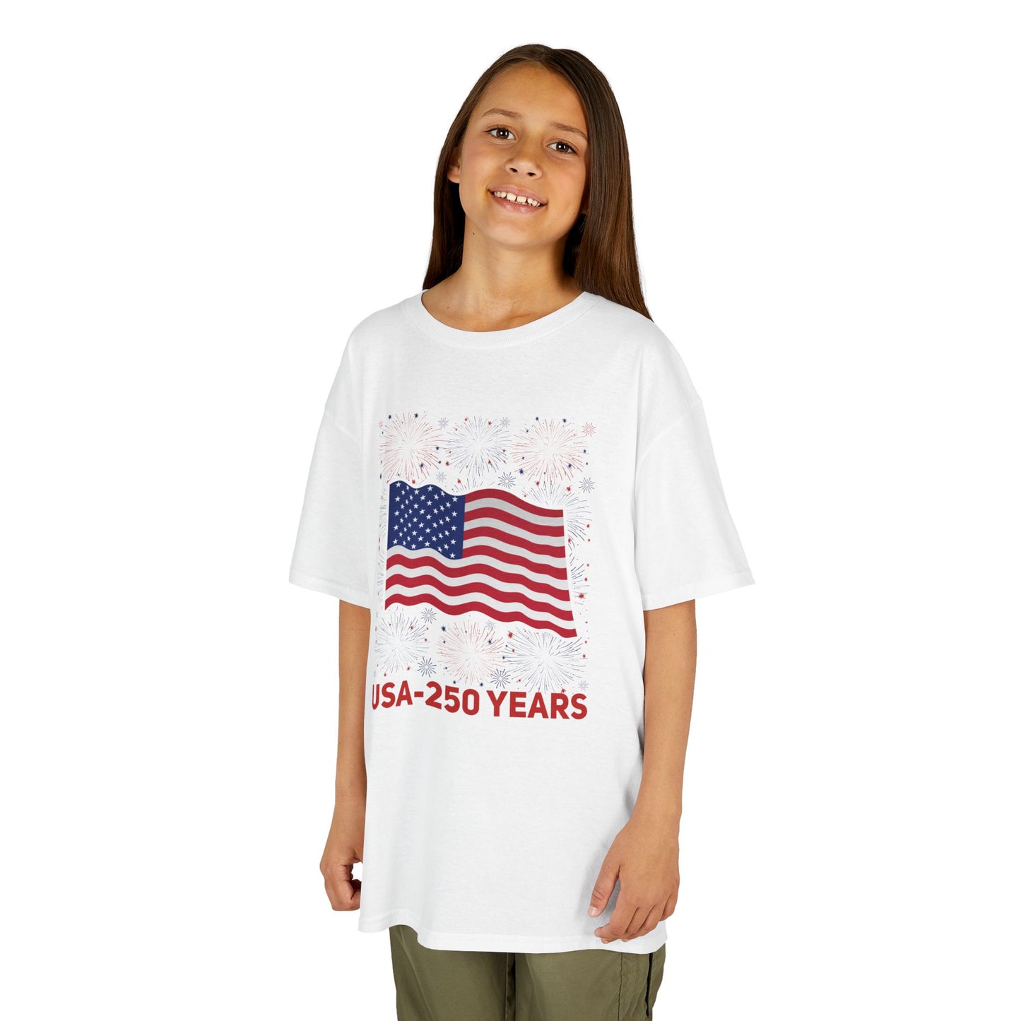 Kids' USA 250 Years Fireworks Birthday T-shirt - 12 colors