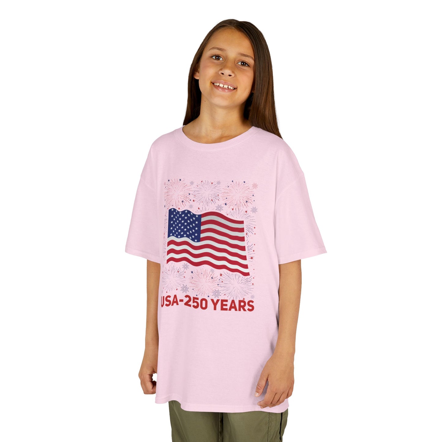 Kids' USA 250 Years Fireworks Birthday T-shirt - 12 colors